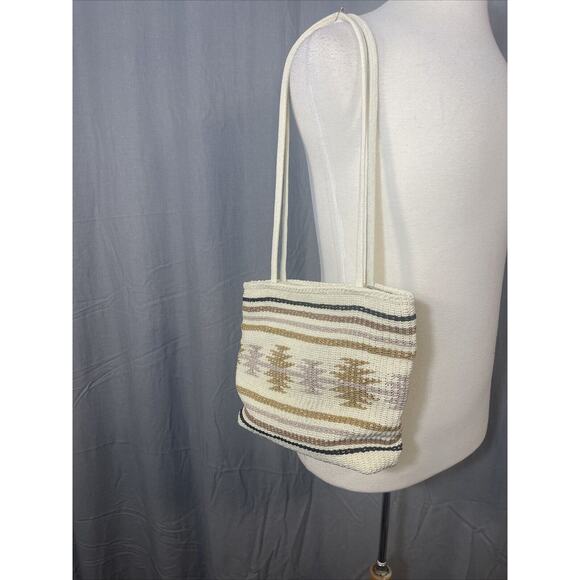 Stone Mountain Shoulder Bag Purse Blk/Tan/Cream/Pink Texture Nylon Western - Picture 3 of 10